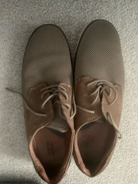 Johnston & Murphy Taupe and Brown Mesh & Suede Derby Shoes